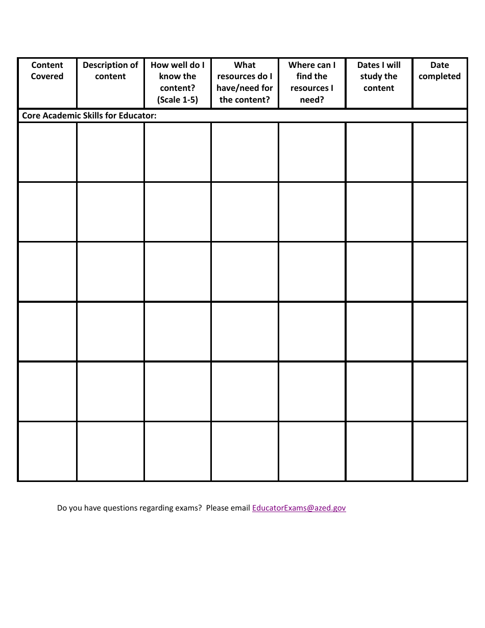 Arizona Study Plan Worksheet Template - Fill Out, Sign Online and ...