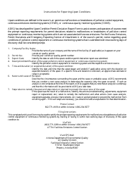 Upset Condition Deviation Report Form - Arizona, Page 2