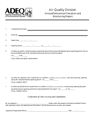 Annual/Semiannual Deviation and Monitoring Report Form - Arizona