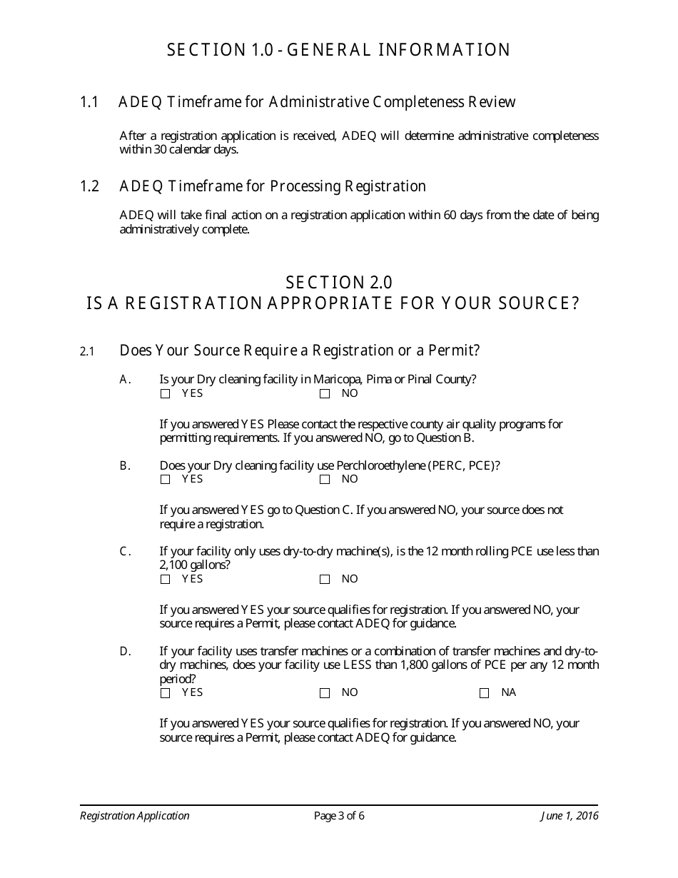 Registration Application Packet for Dry Cleaning Facilities - Arizona, Page 3
