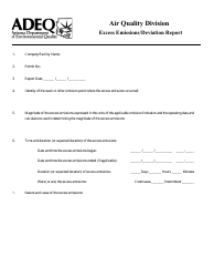 Document preview: Excess Emissions/Deviation Report Form - Arizona