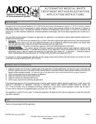 Document preview: ADEQ Form P&PRU Alternative Medical Waste Treatment Method Registration Application - Arizona