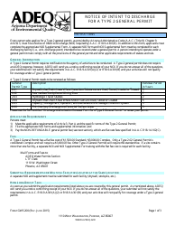 Document preview: ADEQ Form GWS200 Notice of Intent to Discharge for a Type 2 General Permit - Arizona