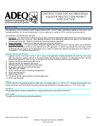 ADEQ Form GWS101 Individual Aquifer Protection Permit Application - Arizona