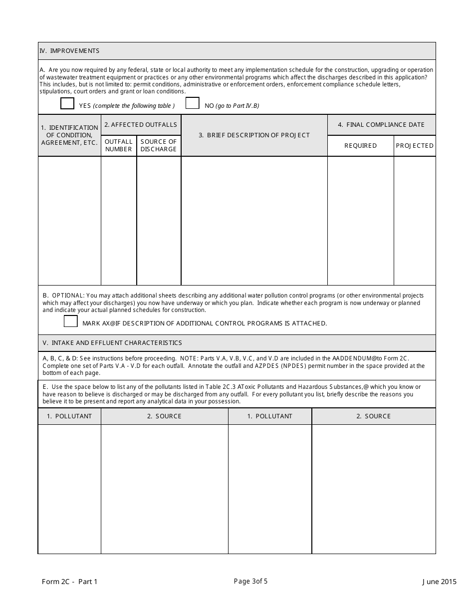 ADEQ Form 2C Application for Permit to Discharge Non-domestic Wastewater by Industrial and Commercial Operations - Arizona, Page 3