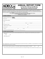 Annual Report Form for the Non-mining and Mining Multi-Sector General Permits - Arizona