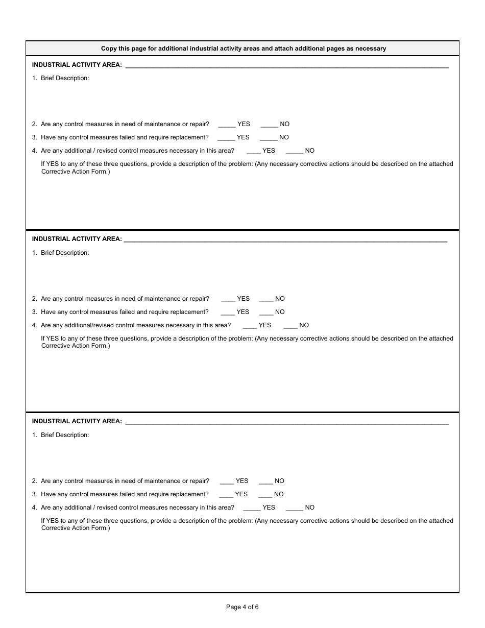 Annual Report Form for the Non-mining and Mining Multi-Sector General Permits - Arizona, Page 4