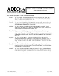 Instructions for ADEQ Form 1 &quot;Arizona Pollutant Discharge Elimination System Permit Application&quot; - Arizona