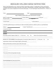 Document preview: Biosolids Spill/Discharge Notification Form - Arizona