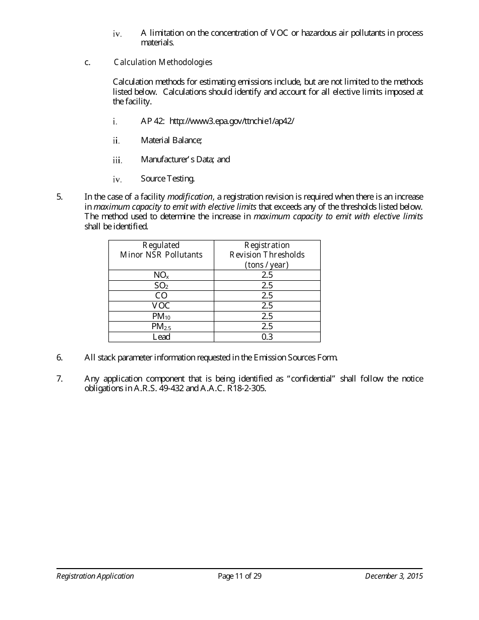 Standard Registration Application Form - Arizona, Page 11