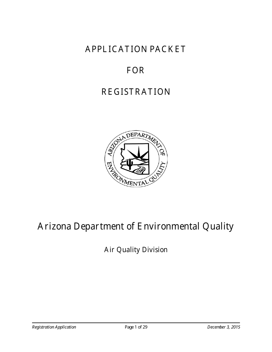 Standard Registration Application Form - Arizona, Page 1