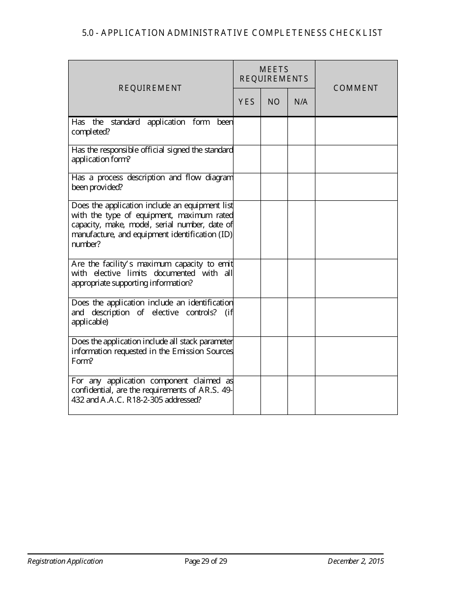Standard Registration Application Form - Arizona, Page 29