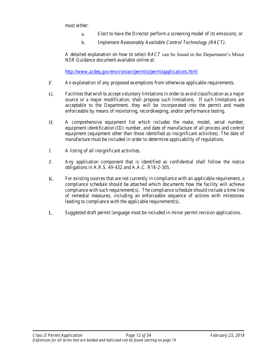 Application Packet for Class II Permit - Arizona, Page 12