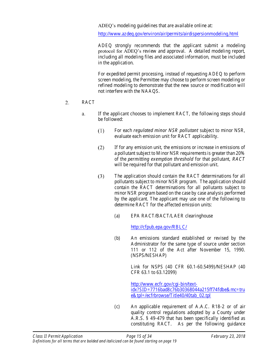Application Packet for Class II Permit - Arizona, Page 15