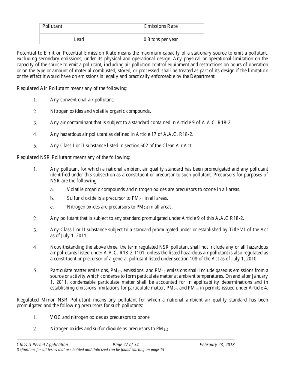 Application Packet for Class II Permit - Arizona, Page 27
