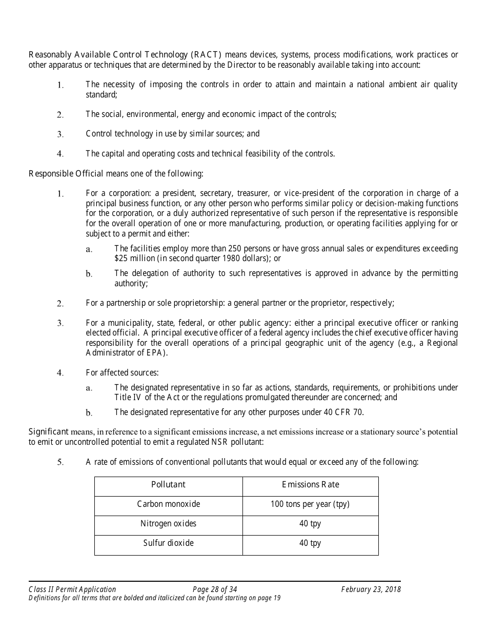 Application Packet for Class II Permit - Arizona, Page 28