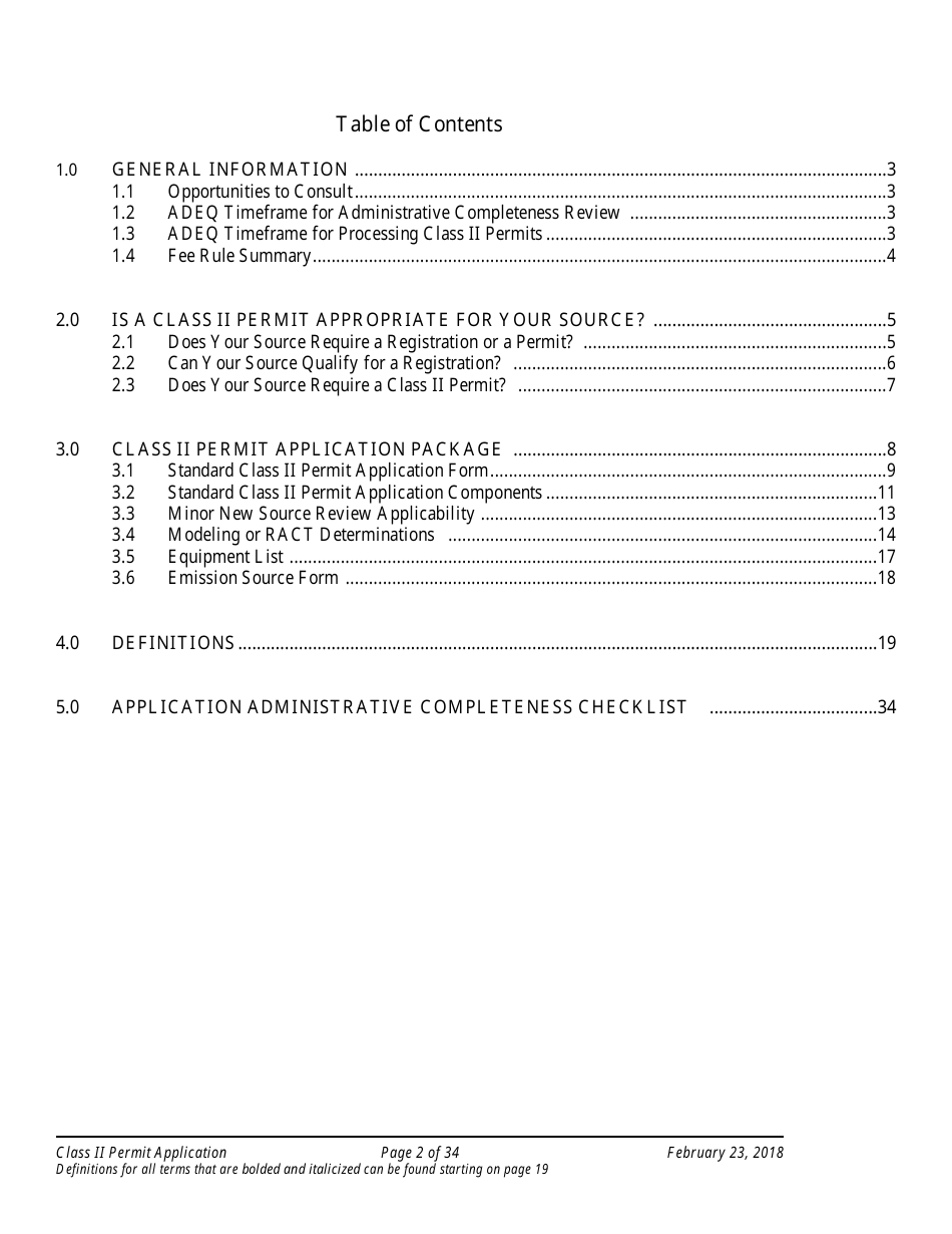 Application Packet for Class II Permit - Arizona, Page 2