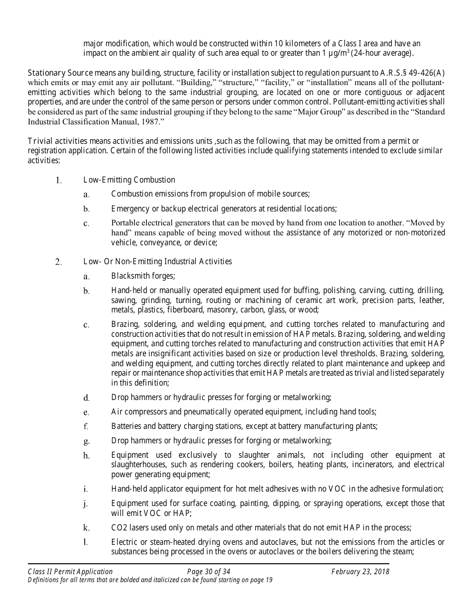Application Packet for Class II Permit - Arizona, Page 30