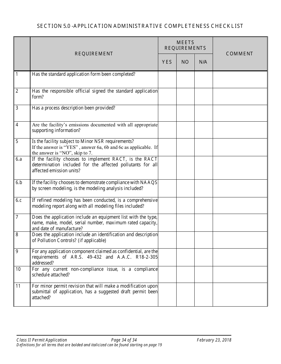 Application Packet for Class II Permit - Arizona, Page 34
