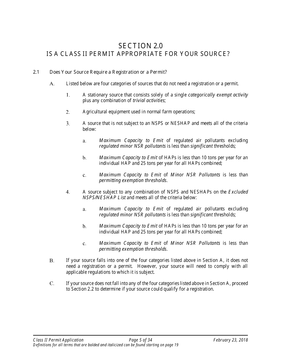 Application Packet for Class II Permit - Arizona, Page 5