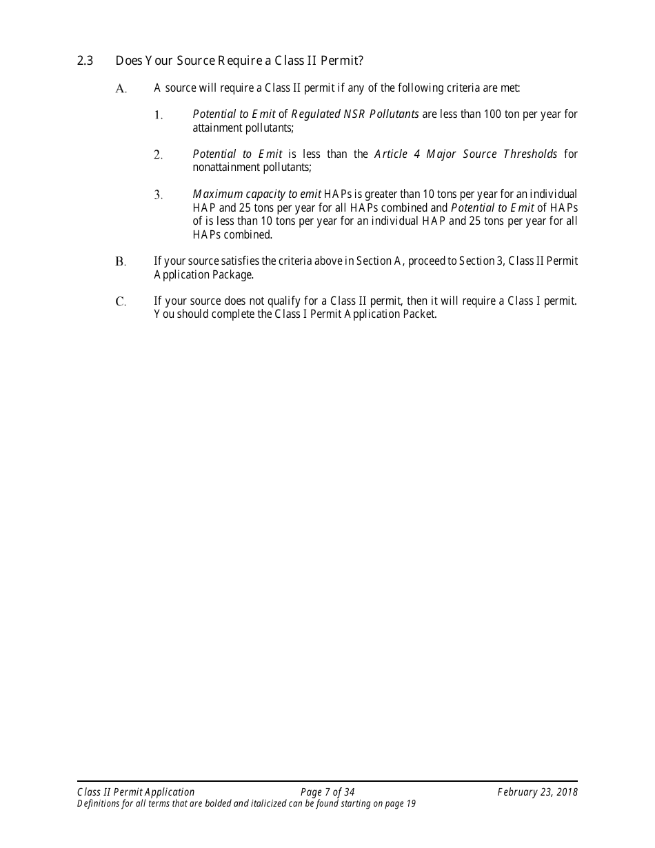 Application Packet for Class II Permit - Arizona, Page 7