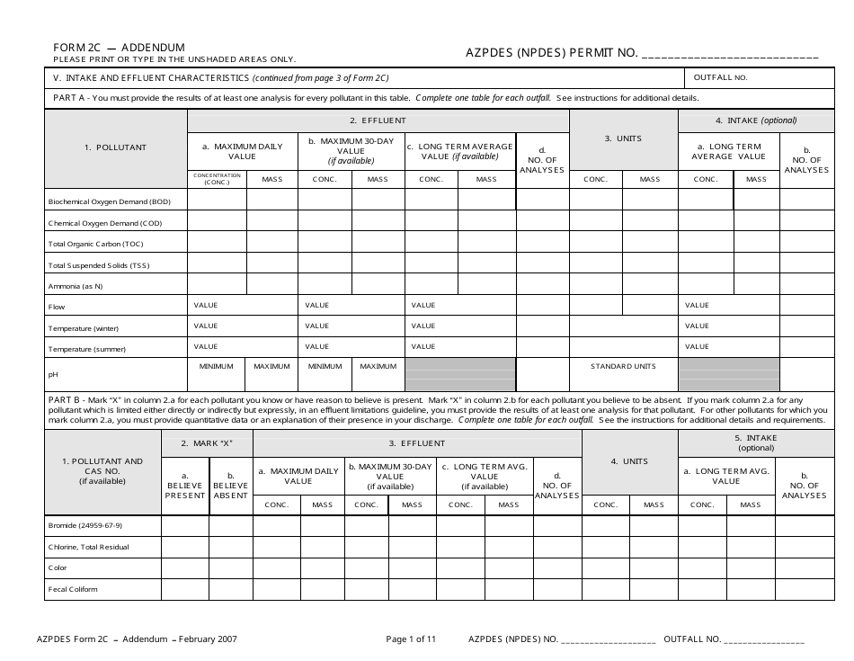 ADEQ Form 2C - Fill Out, Sign Online and Download Fillable PDF, Arizona ...