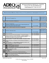 ADEQ Form P&amp;PRU Biohazardous Medical Waste Facility Plan Approval Amendment Checklist - Arizona, Page 2