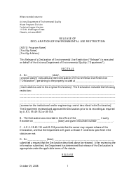 Release of Declaration of Environmental Use Restriction - Arizona