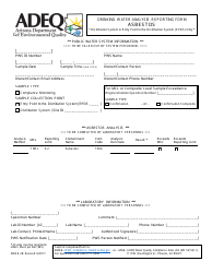 Document preview: ADEQ Form DWAR2B Drinking Water Analysis Reporting Form - Asbestos - Arizona