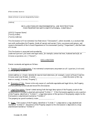 Document preview: Declaration of Environmental Use Restriction for Properties With Institutional Controls - Arizona