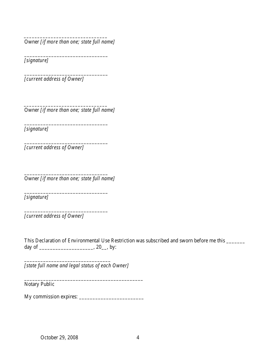 Declaration of Environmental Use Restriction for Properties With Institutional Controls - Arizona, Page 4