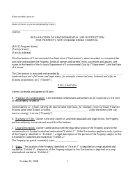 Document preview: Declaration of Environmental Use Restriction for Property With Engineering Control - Arizona