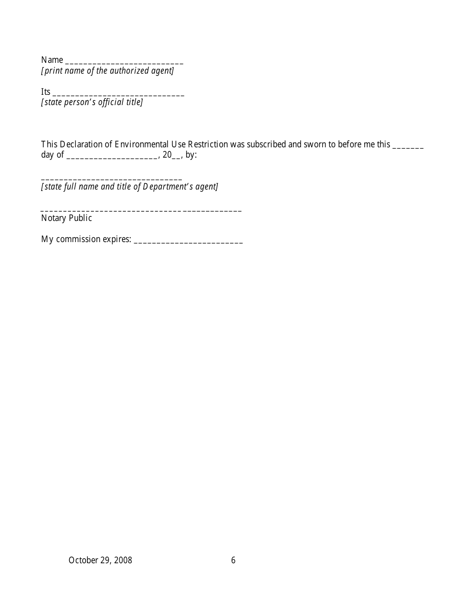 Declaration of Environmental Use Restriction for Property With Engineering Control - Arizona, Page 6