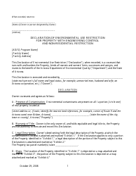 Document preview: Declaration of Environmental Use Restriction for Property With Engineering Control and Non-residential Restriction - Arizona