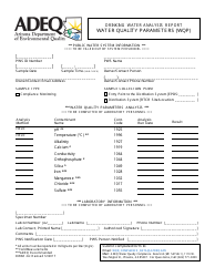 ADEQ Form DWAR2A Drinking Water Analysis Report - Water Quality Parameters (Wqp) - Arizona
