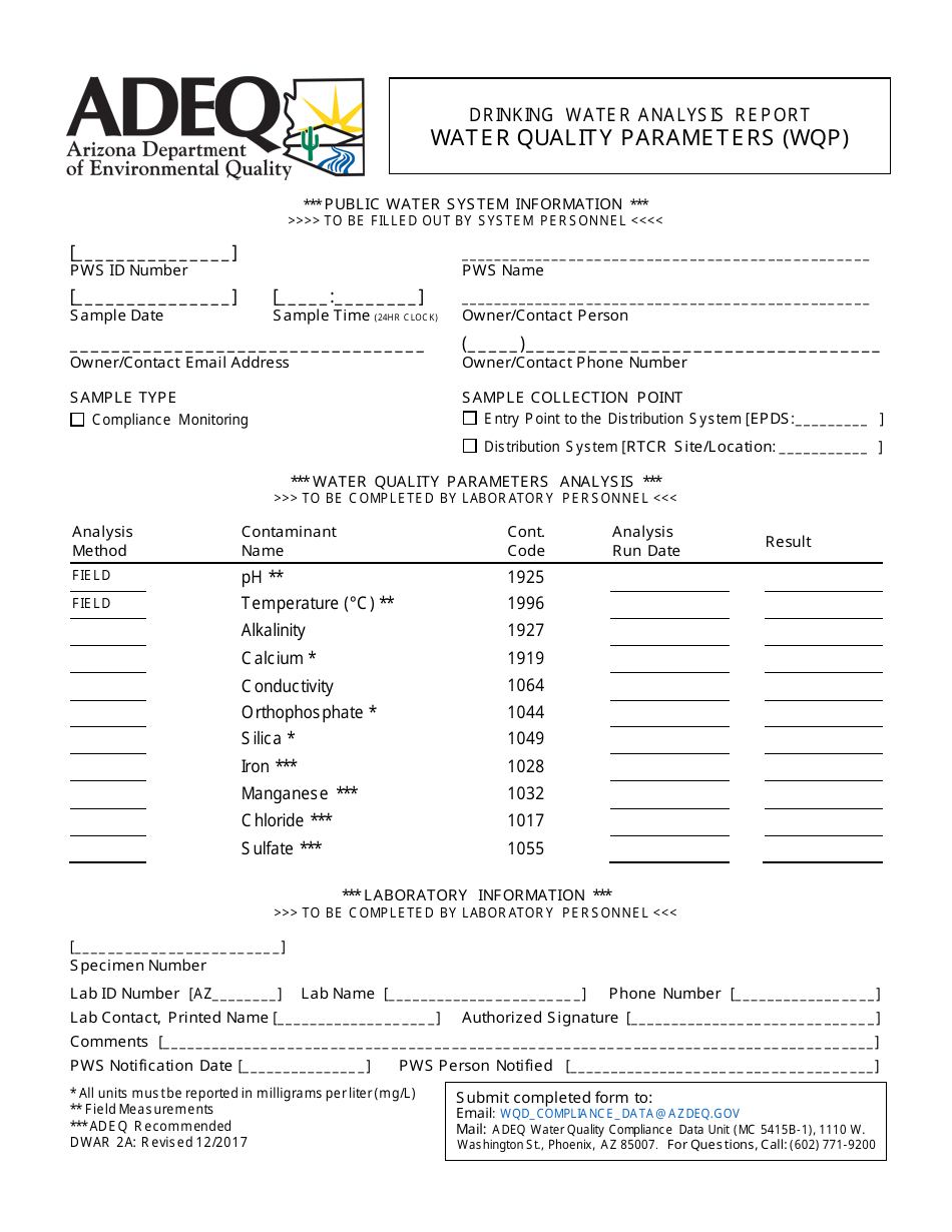 ADEQ Form DWAR2A Fill Out, Sign Online and Download Fillable PDF