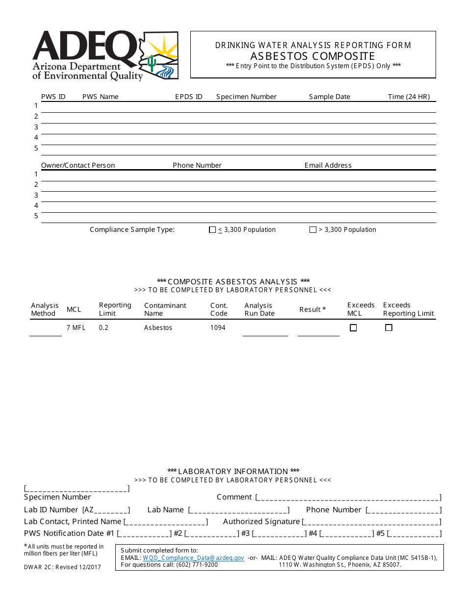 ADEQ Form DWAR2C - Fill Out, Sign Online and Download Fillable PDF ...