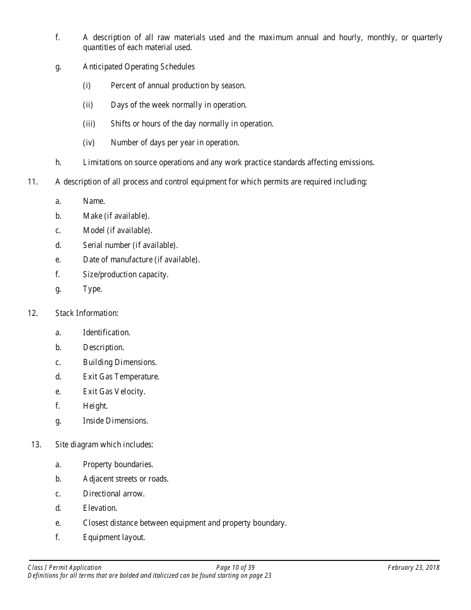 Application Packet for a Class I Permit - Arizona, Page 10