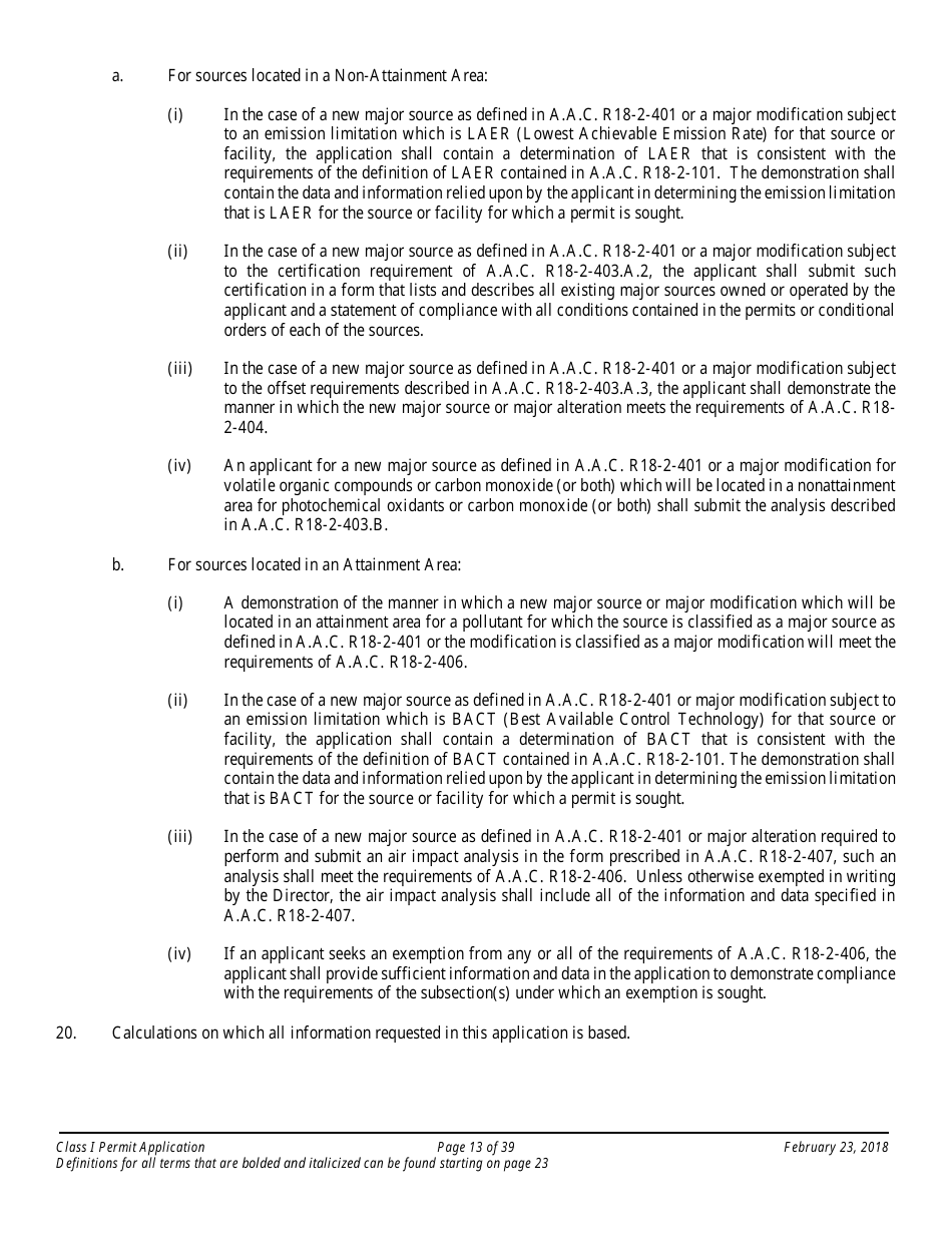 Application Packet for a Class I Permit - Arizona, Page 13