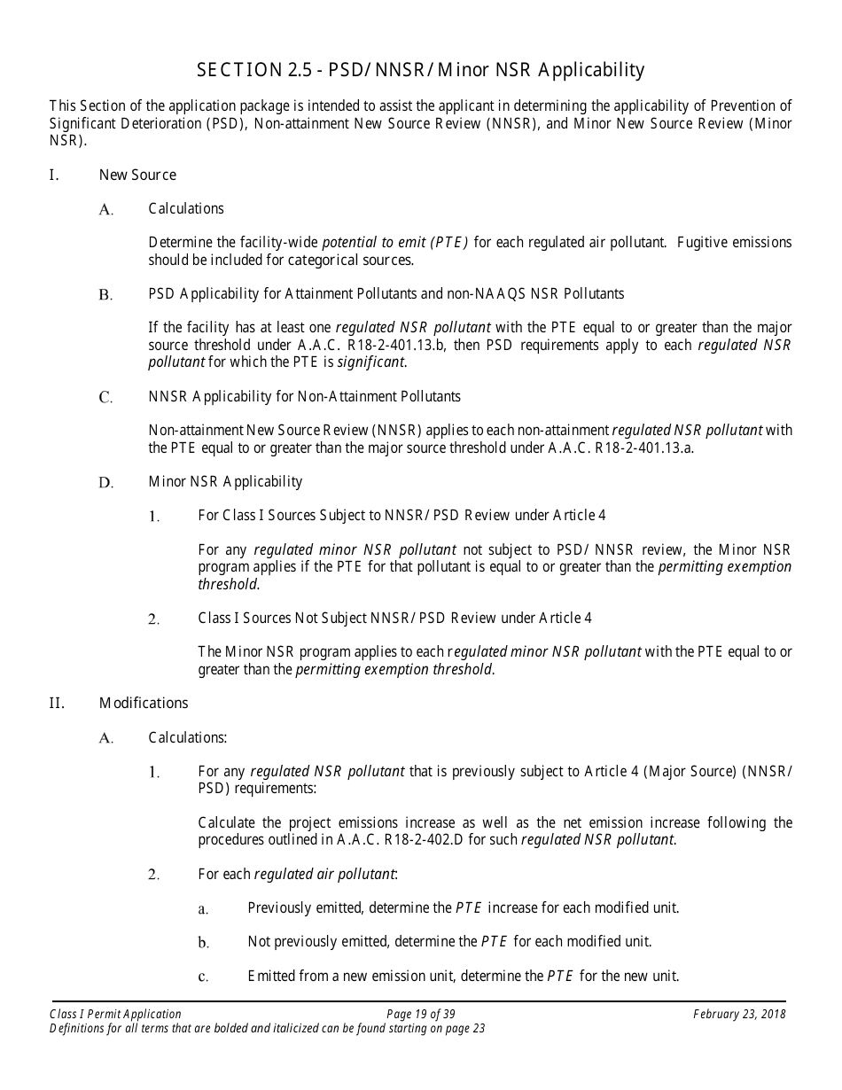 Application Packet for a Class I Permit - Arizona, Page 19