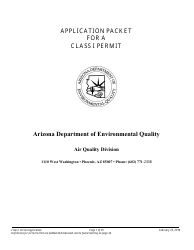 Application Packet for a Class I Permit - Arizona