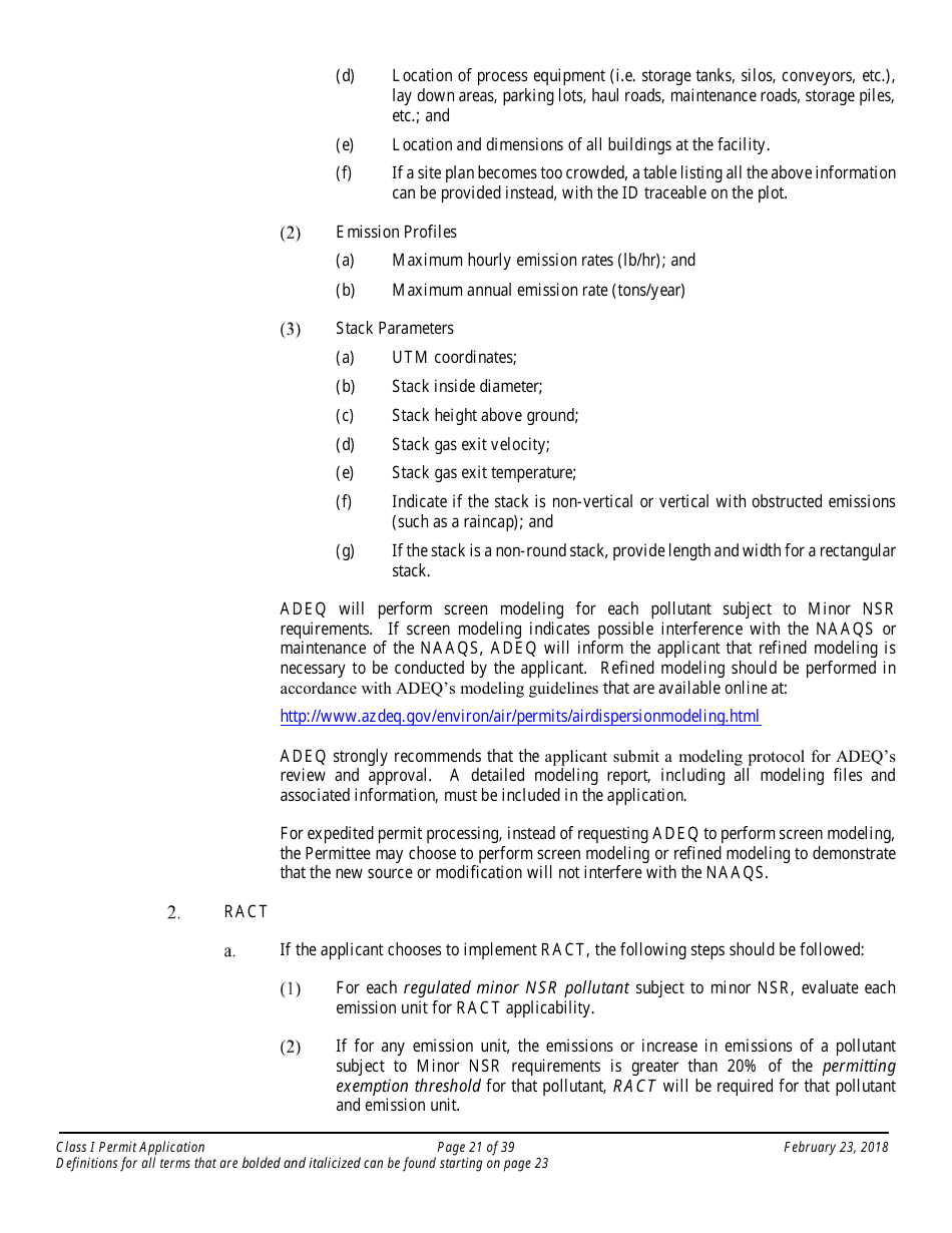 Application Packet for a Class I Permit - Arizona, Page 21