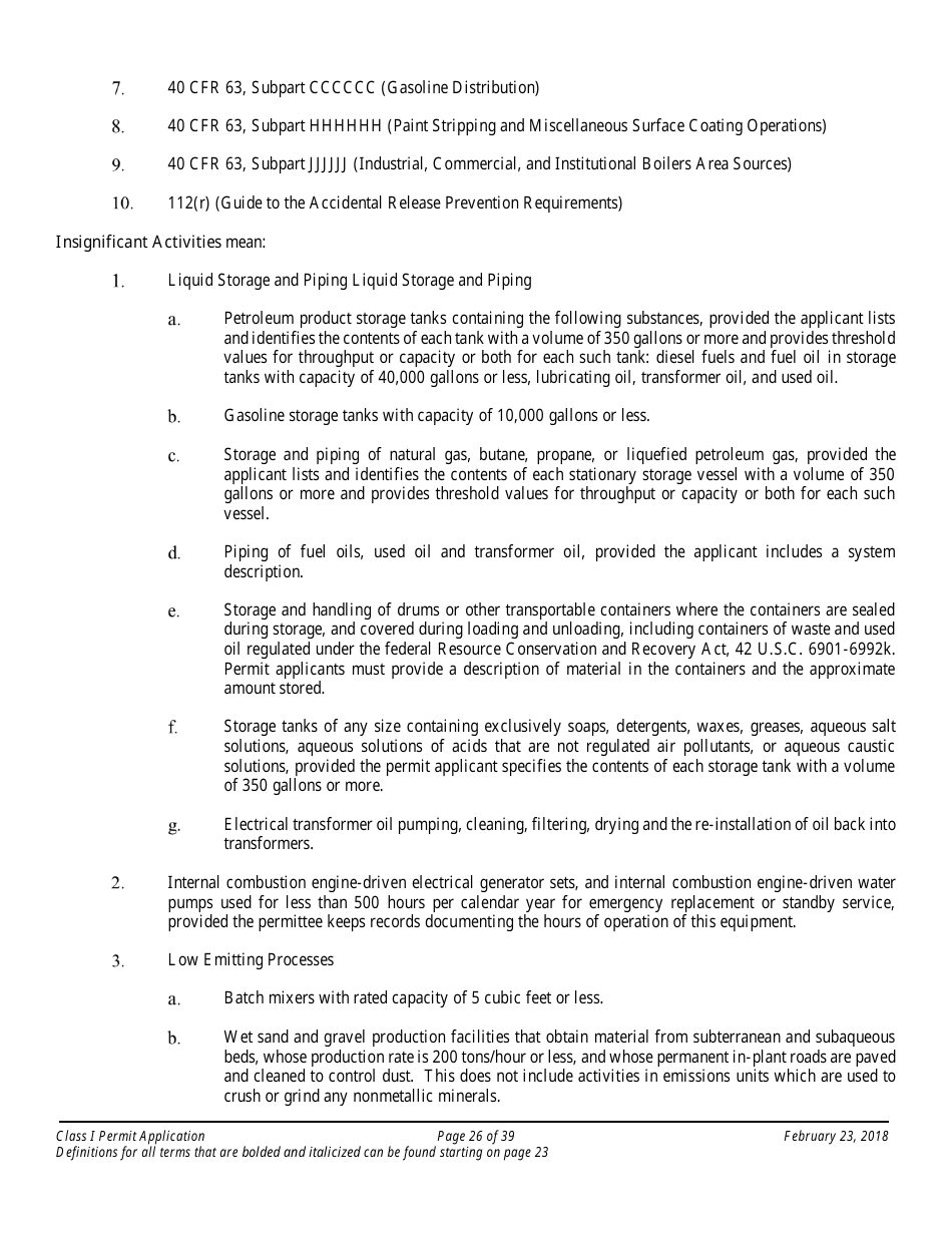 Application Packet for a Class I Permit - Arizona, Page 26