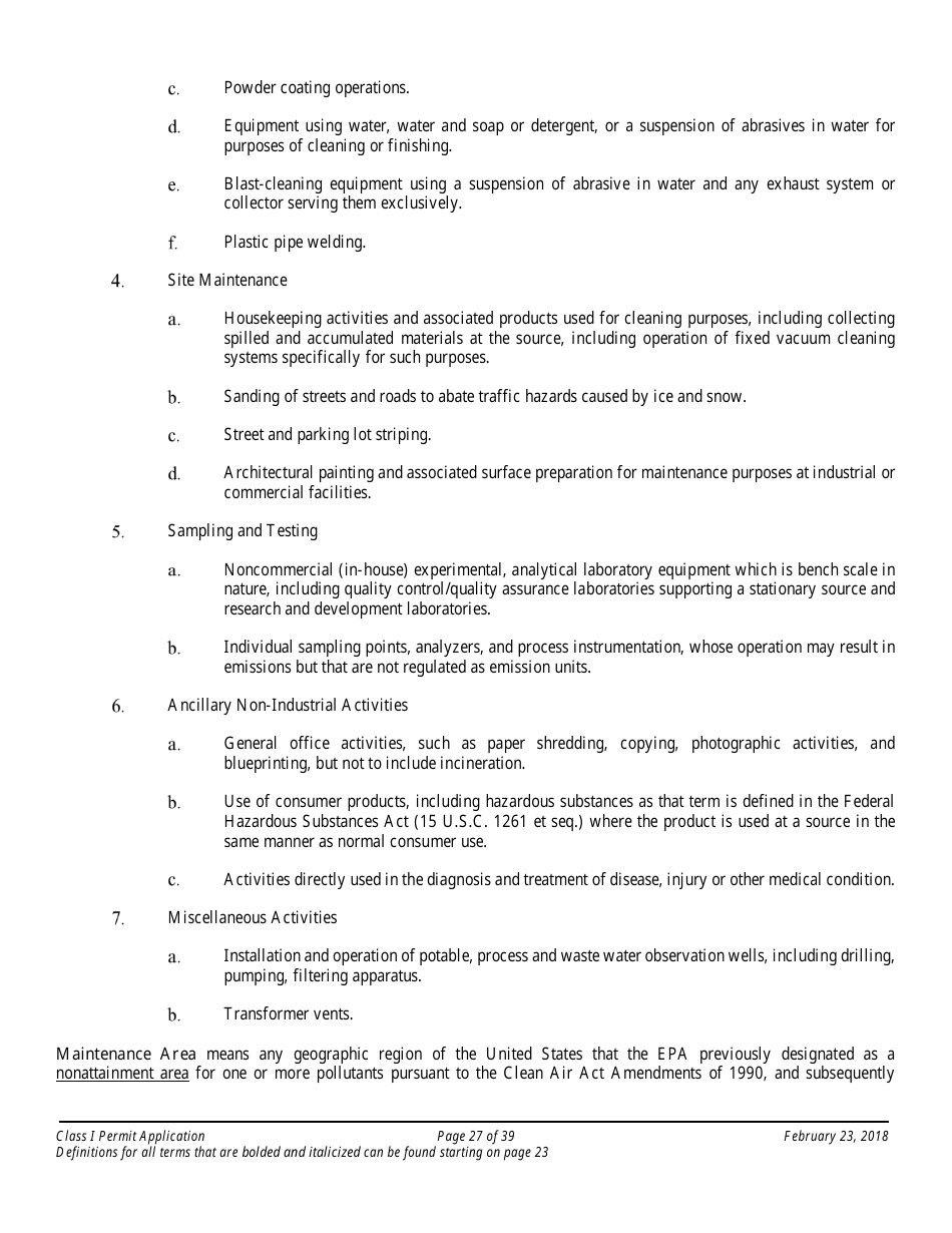 Application Packet for a Class I Permit - Arizona, Page 27