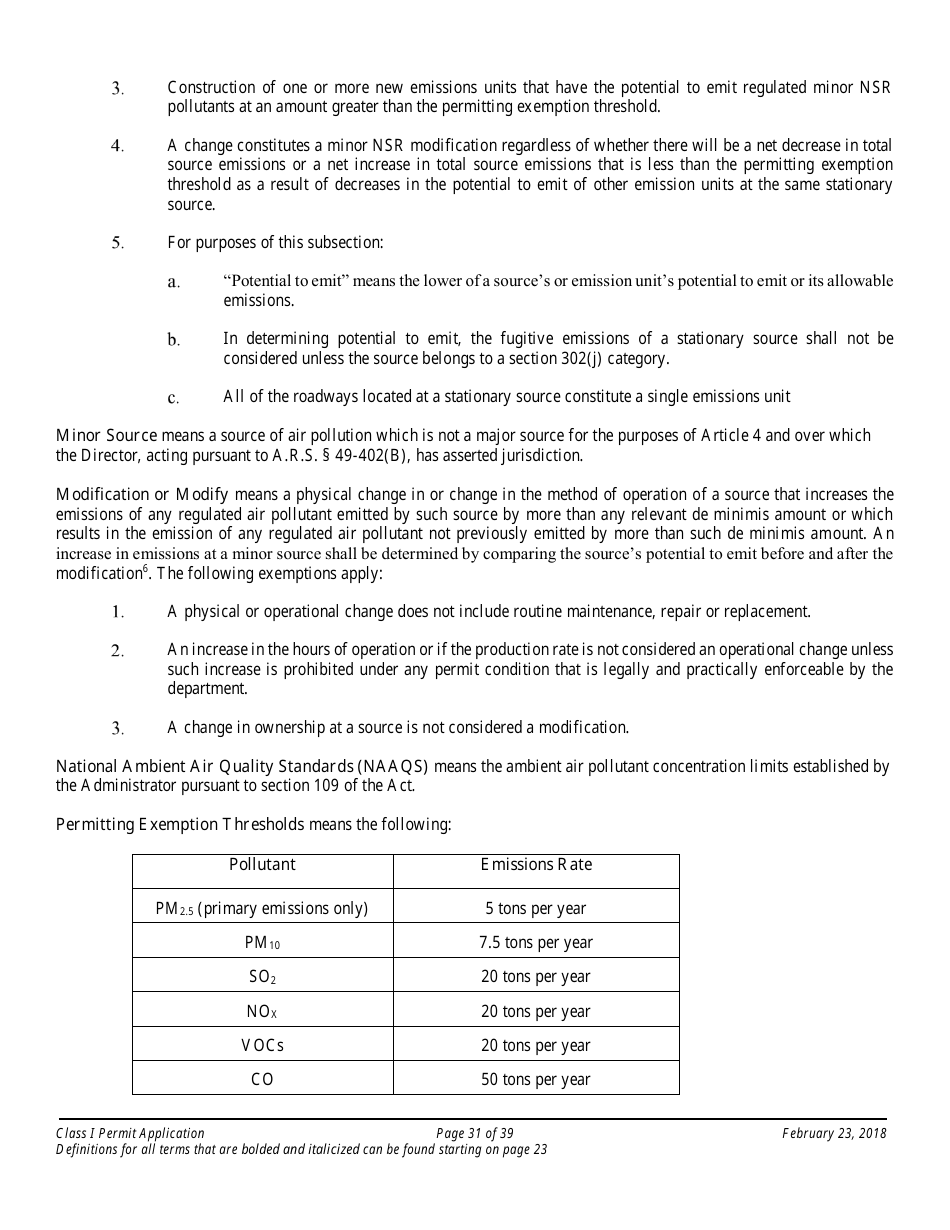 Application Packet for a Class I Permit - Arizona, Page 31