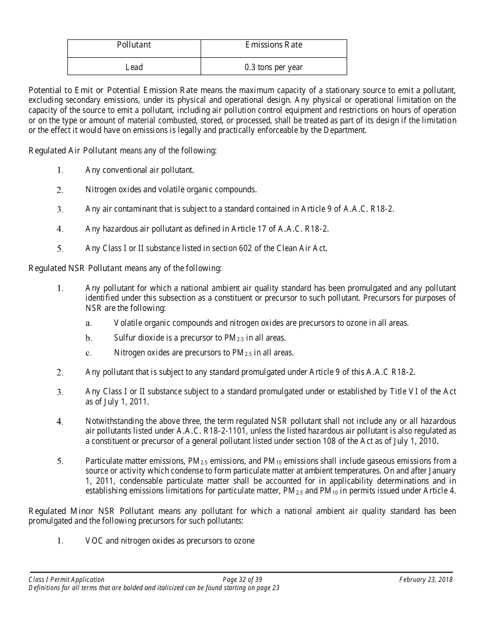 Application Packet for a Class I Permit - Arizona, Page 32
