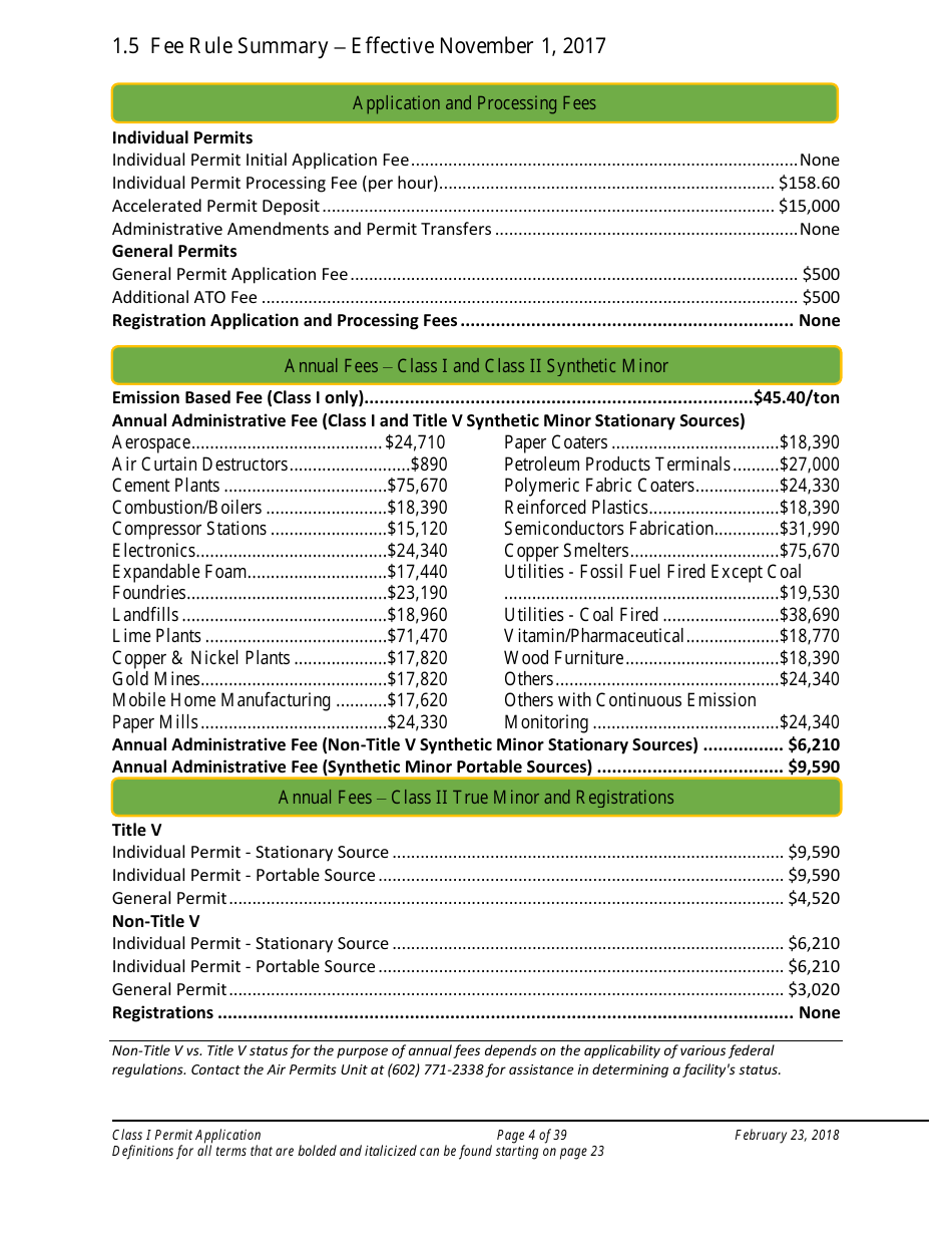 Application Packet for a Class I Permit - Arizona, Page 4