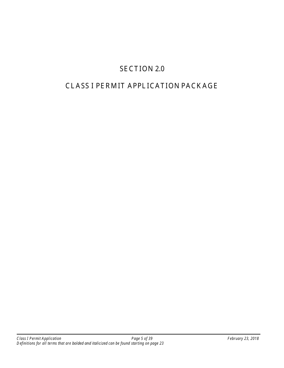 Application Packet for a Class I Permit - Arizona, Page 5