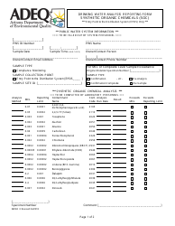 ADEQ Form DWAR3 &quot;Drinking Water Analysis Reporting Form - Synthetic Organic Chemicals (Soc)&quot; - Arizona