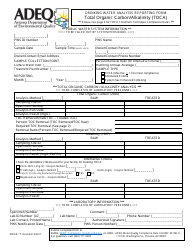 ADEQ Form DWAR17 &quot;Drinking Water Analysis Reporting Form - Total Organic Carbon/Alkalinity (Toca)&quot; - Arizona